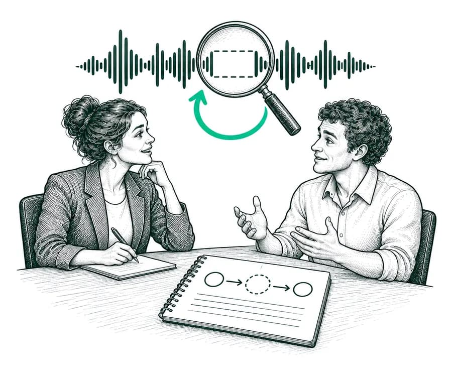 Une onde sonore examinée à la loupe au-dessus d’un entretien