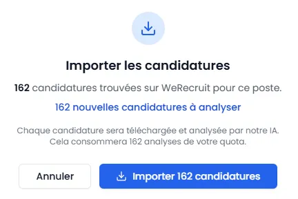 Import des candidatures WeRecruit